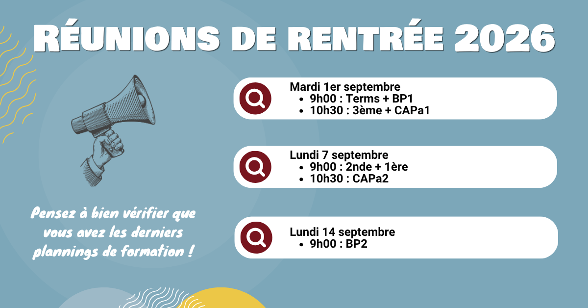 Réunions rentrée 2026